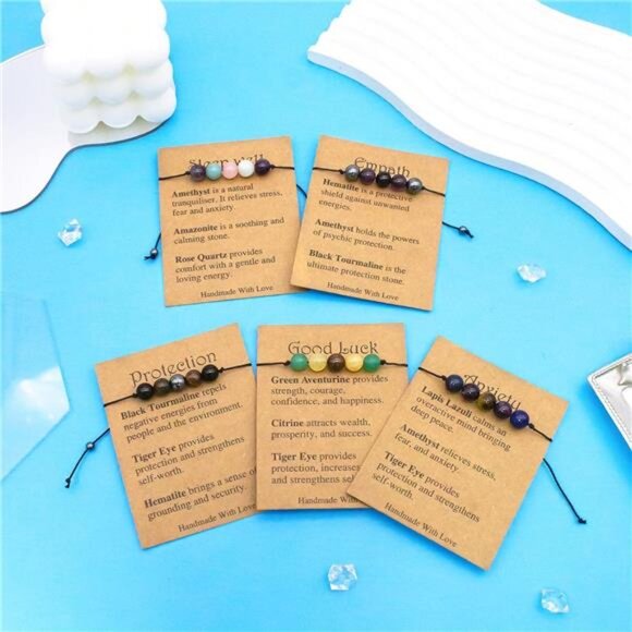 amethyst crystal healing stone bracelet anxiety relief adjustable gemstone gift - Picture 6 of 7